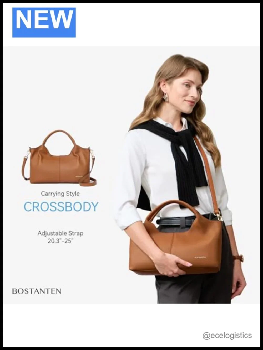Genuine Leather Satchel Handbag with Adjustable Strap